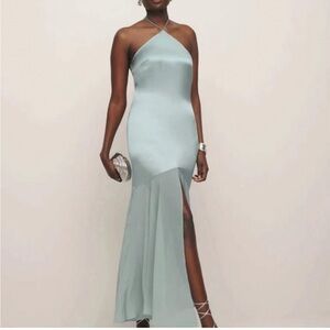 NWT Reformation Tosca Silk dress- aquamarine